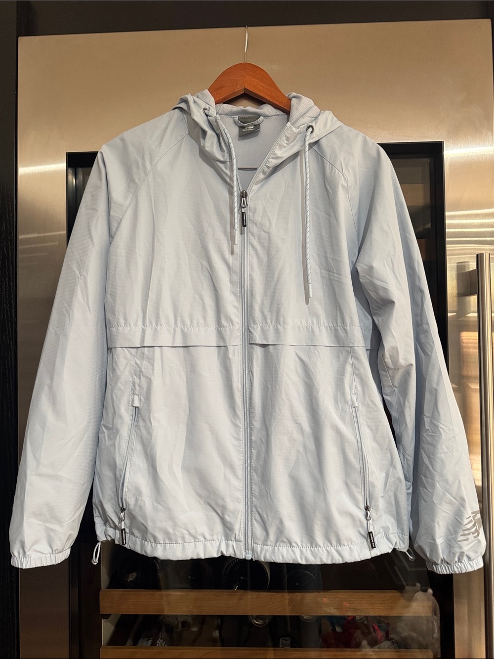 New Balance Women’s Hooded Windbreaker Jacket Light Blue Size M Lightweight Full - Picture 2 of 8